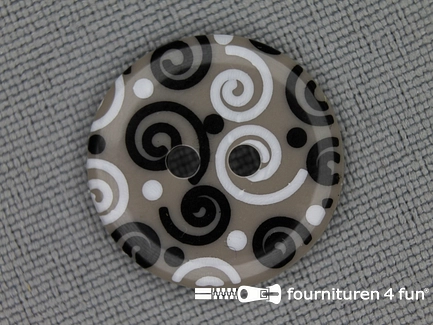 Kinder knoop 18mm krul zand - wit - zwart