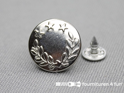 Jeansknopen - 17mm - zilver- lauwerkrans - 10 stuks