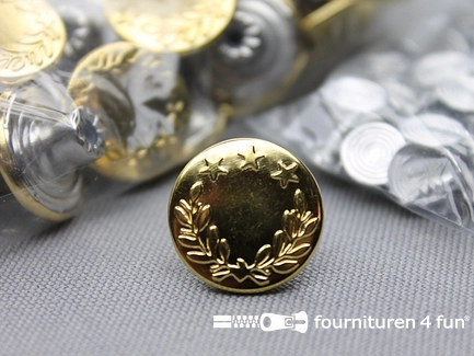 Jeansknopen - 17mm - goud - lauwerkrans - 100 stuks
