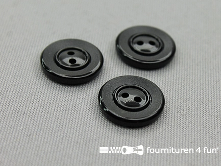 Kunststof design knoop - 17mm - zwart