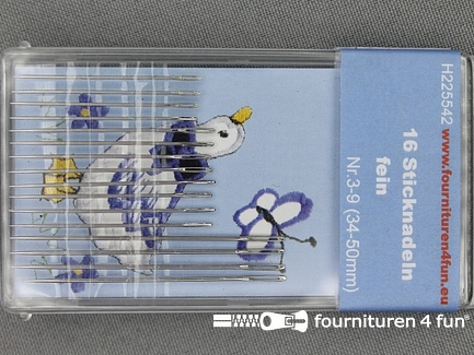 Borduurnaalden - met punt - fijn - assortiment 34-50mm - 16 stuks
