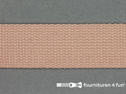 Katoen-look tassenband 32mm zalm beige