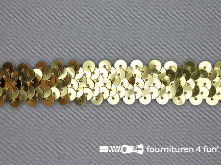 COUPON 3,85 meter Elastische pailletten band 20mm goud