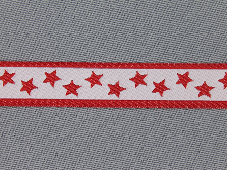 Kinderband 14mm sterren wit - rood