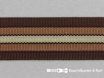 Gestreept tassenband 38mm bruin - beige