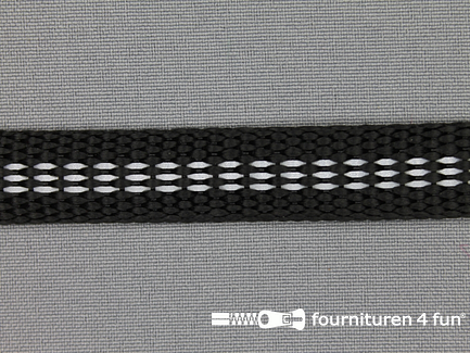 Geweven halsband - reflectie / binnenkant - 15mm - zwart