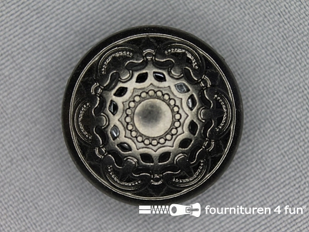 Zwart zilveren knoop 25mm vintage