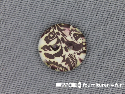 Ibiza knoop 15mm bruin - ecru