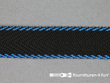 Gestreept tassenband 20mm zwart - blauw