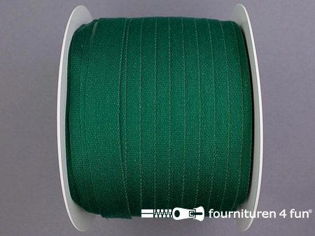 Rol 100 meter katoenen keperband - 14mm - licht flessen groen