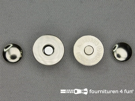 Magneetknoop - inslag - 18mm - zilver 