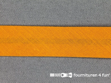 Rol 25 meter katoenen biasband - 18mm - licht oranje