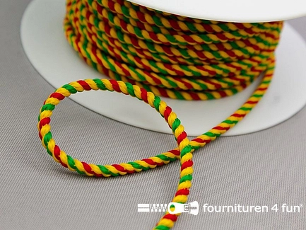 Carnavals koord - 4mm - geschikt voor medailles - rood-geel-groen