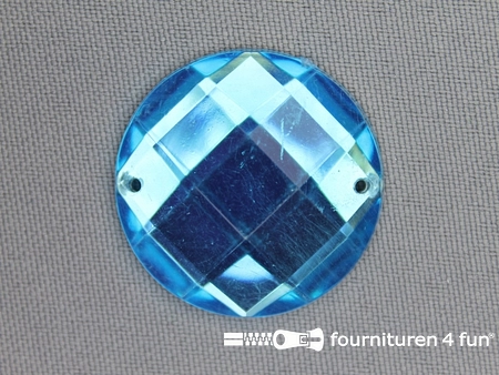 5 stuks Strass stenen rond 30mm aqua blauw
