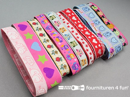 Set deco lint - 10 x 2 meter - kinderbandjes - verschillende kleuren en motieven