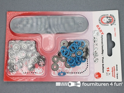 Baby drukknopen - 9,7mm - licht aqua blauw - 15 stuks