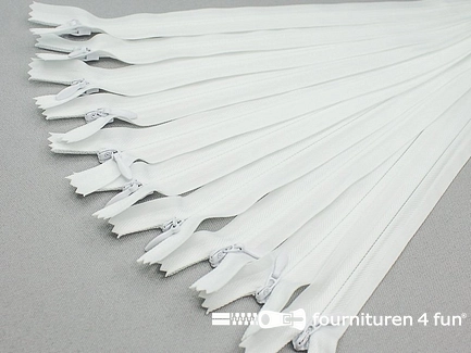 10 Stuks niet deelbare blinde ritsen - verstelbaar - wit - 25cm