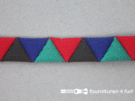 Modern band 13mm driehoek multicolor - bordeaux - zwart