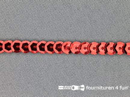 COUPON ruim 14 meter (5 stukken, 1,7 + 0,9 + 1,75 + 2,7 + 7 meter) Pailletten band 6mm glitter rood