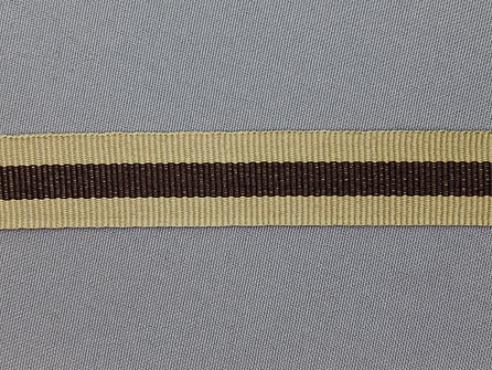 Ripsband met strepen 20mm beige - bruin