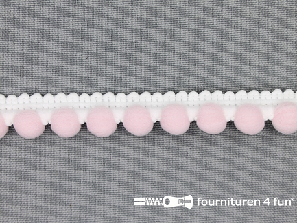 Bolletjesband 15mm licht roze - wit