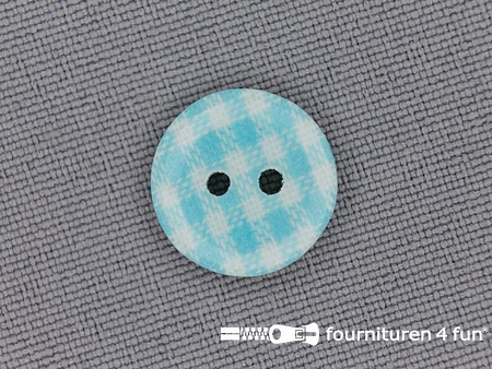 Ruitjes knoop 14mm aqua blauw