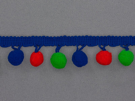 Bolletjesband 30mm multicolor rood - groen - blauw