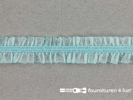 Elastisch ruche band 15mm aqua blauw