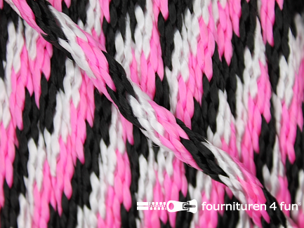 Polypropyleen touw 6mm roze - zwart - wit