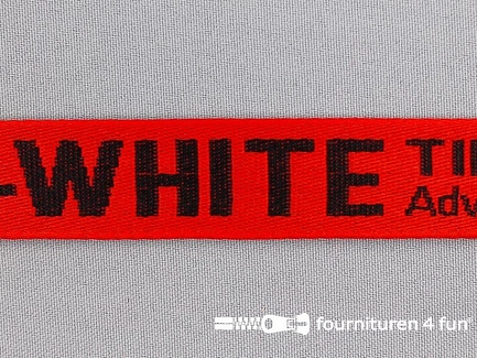 Bedrukt keperband 25mm rood - zwart