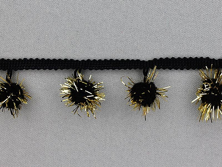 Bolletjesband met lurex 25mm zwart - goud