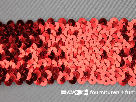 Elastische pailletten band 46mm rood