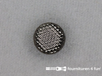 Zwart zilveren knoop 12mm bol relief