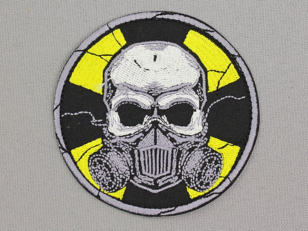 Applicatie Ø 77mm doodskop met gasmasker