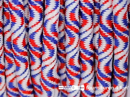 Elastisch koord 3mm rood wit blauw golfjes