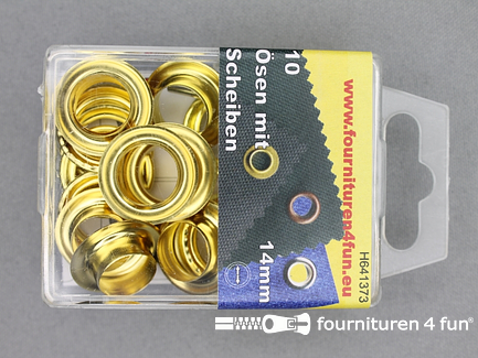 Ringen en schijven 14mm goud 10 stuks