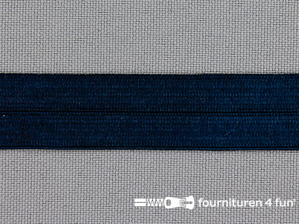 COUPON 12,85 meter (2 stukken, 8,2 + 4,65 meter) Elastische biasband 15mm marine blauw