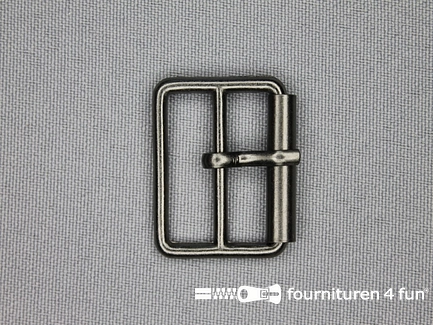 Metalen rolgesp - 25mm - zwart zilver - dubbel smal