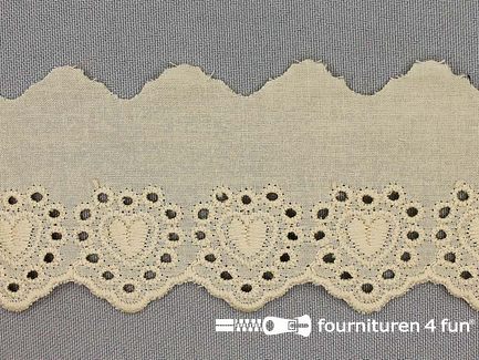 Broderie kant hartjes 55mm beige