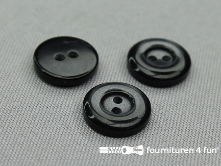 Kunststof design knoop - 15mm - antraciet zwart