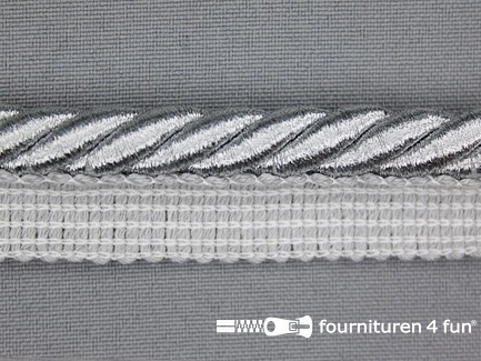 Gedraaid paspelband 22mm zilver