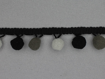 Bolletjesband 30mm multicolor zwart grijs