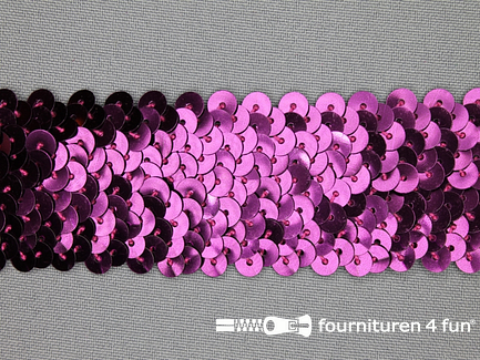 Kaart 20 meter elastische pailletten band 40mm aubergine cyclaam