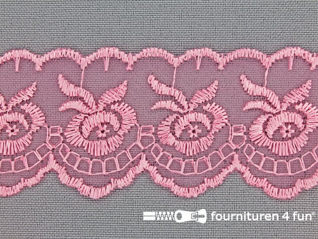 COUPON 4,8 meter Nylon kant 42mm licht roze
