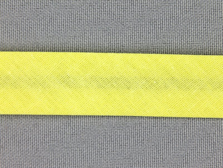 Rol 25 meter katoenen biasband 18mm citroen geel