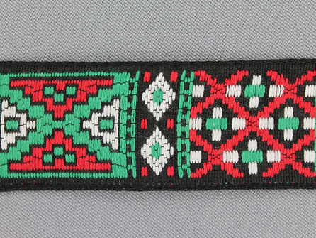 Indianenband 26mm groen - rood - wit