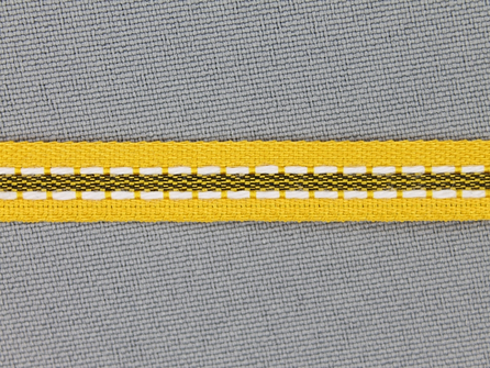 Modern band 8mm stippellijn geel - zwart