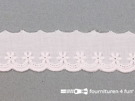COUPON 2,9 meter (3 stukken, 1,3 + 0,95 + 0,65 meter) Broderie kant 30mm baby roze