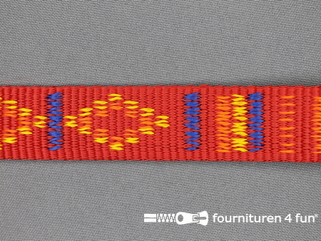 Geweven halsband aztec 25mm rood