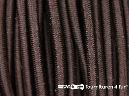 Rol 50 meter elastisch koord ca. 3mm donker bruin